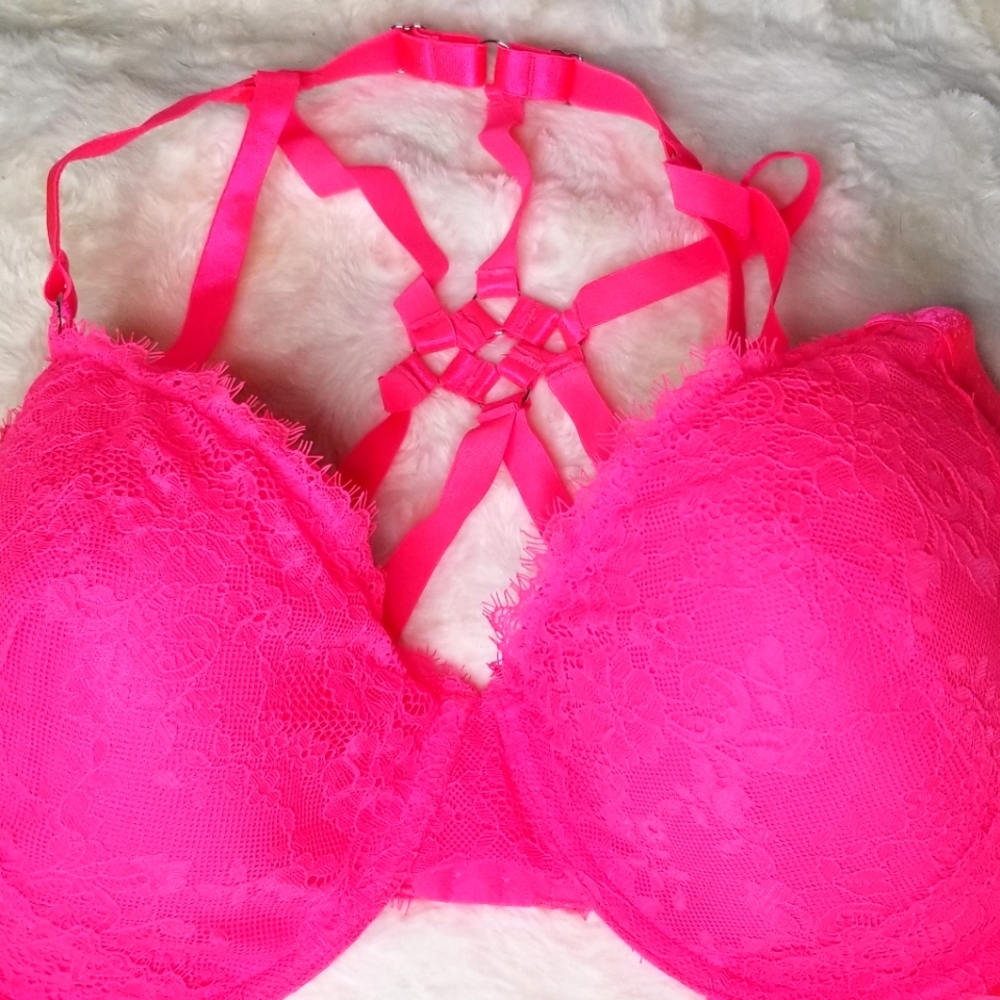 Joan Smalls Hot Neon Pink Lace Bra 38DDD